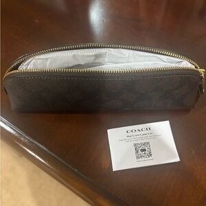 Coach Dark Brown Patterned Pouch
